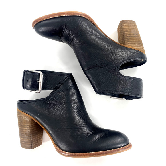 Dolce Vita Shoes - Dolce Vita Jacklyn Stacked High‎ Heel Bootie Womens Sz 9 Black Leather Slingback